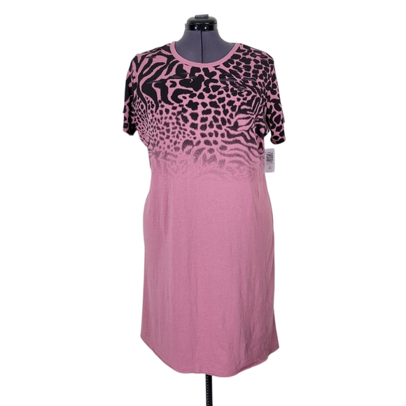 Torrid Lovesick Destructed Dress Size 2 2X 18/20 Pink Black Animal Print New - Picture 1 of 16
